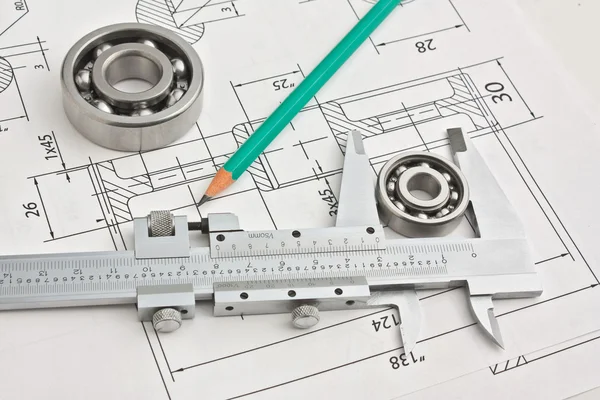 Technical drawing and bearing — Stock Photo #7259080
