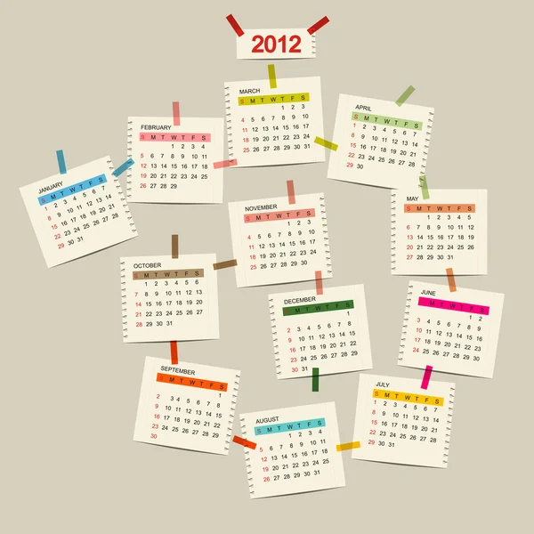 2012 Calendar Free Print on Vector Calendar 2012 For Your Design   Stock Vector    Kudryashka