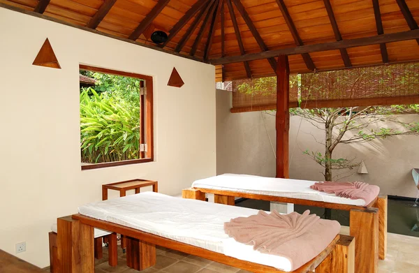 SPA massage beds at luxury hotel, Bentota, Sri Lanka