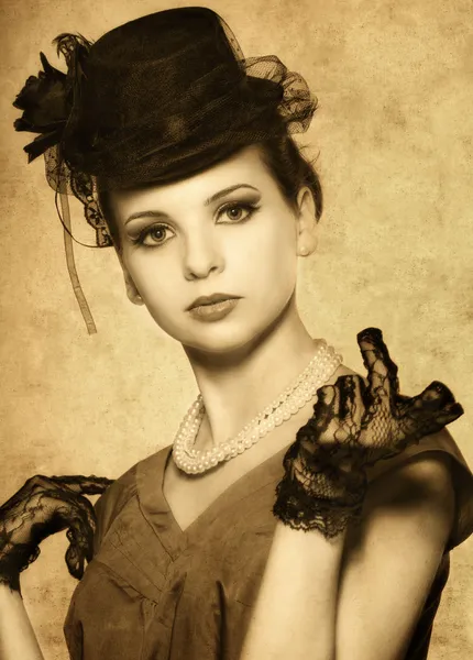 Vintage styled portrait of a beautiful woman