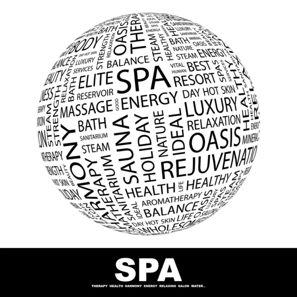 SPA. Globe with different association terms.