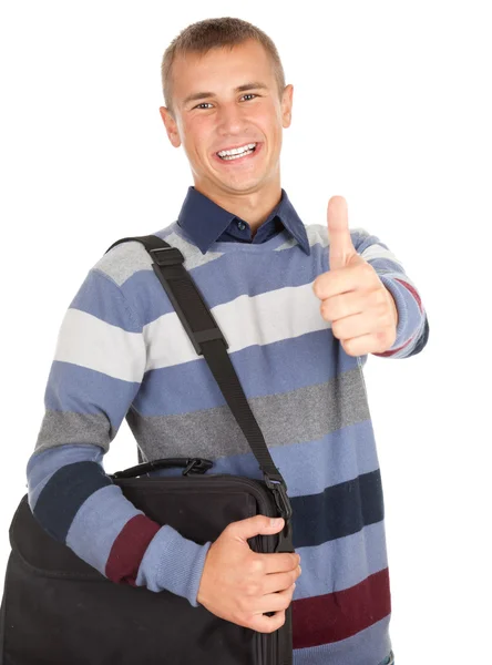 Young man with laptop bag