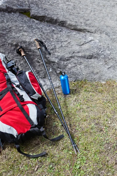 Hiking pole and backpack