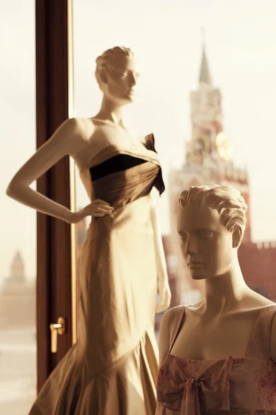Mannequins on background of the Kremlin