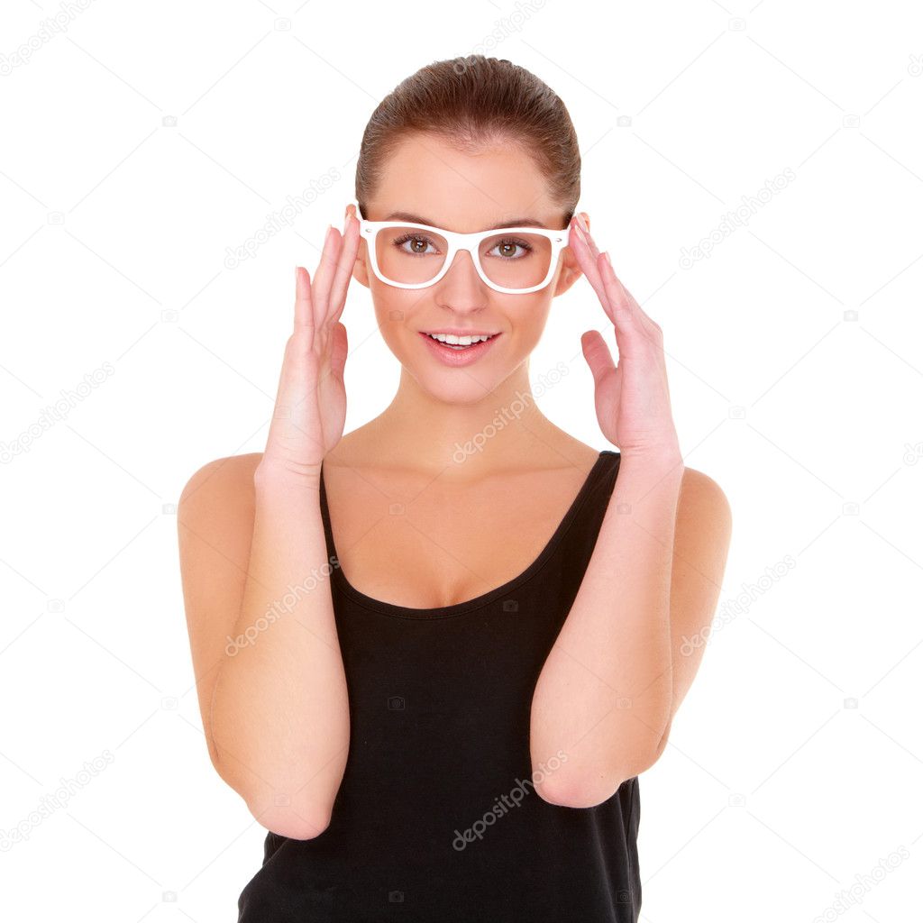 Fitness woman in black sports clothes - Stock Image