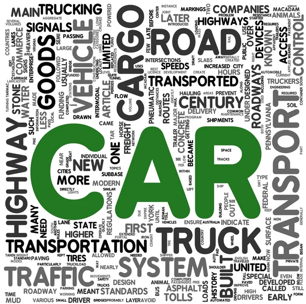 Car transport concept words in tag cloud