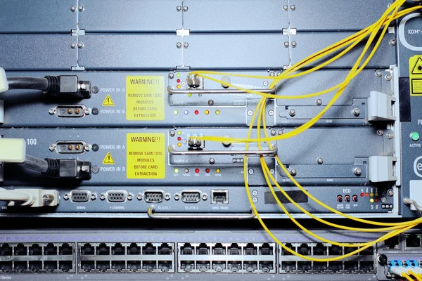 Telecommunication equipment in a datacenter.