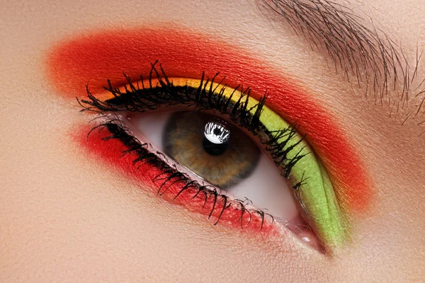 Cosmetics and beauty care. Macro close-up of beautiful green female eye