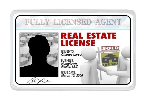 Real Estate Agent on Laminated Card   Real Estate License For Agent Professional     Stock