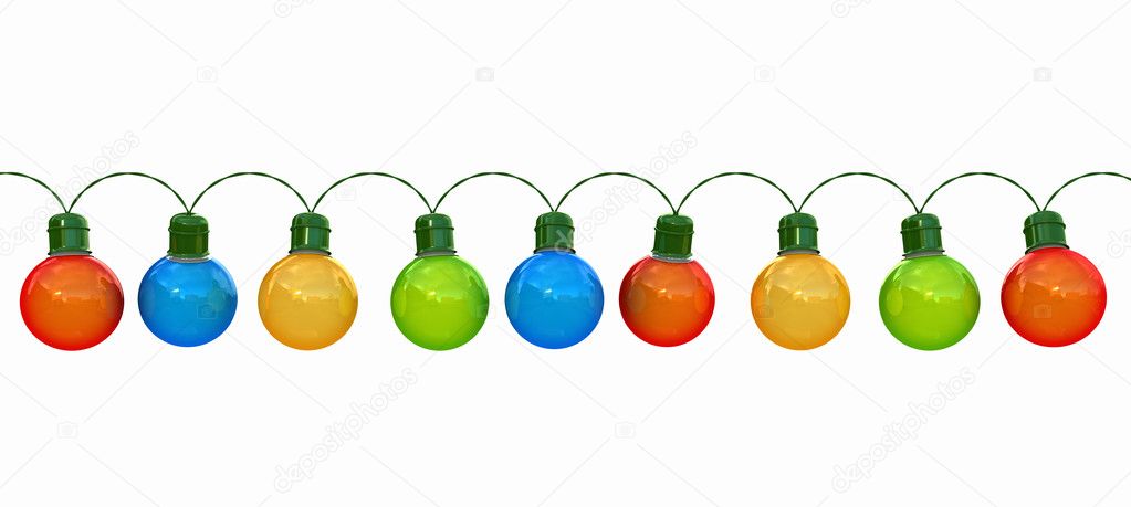 Seamless string of Christmas lights isolated on white Stock Photo ? digiart #7539830