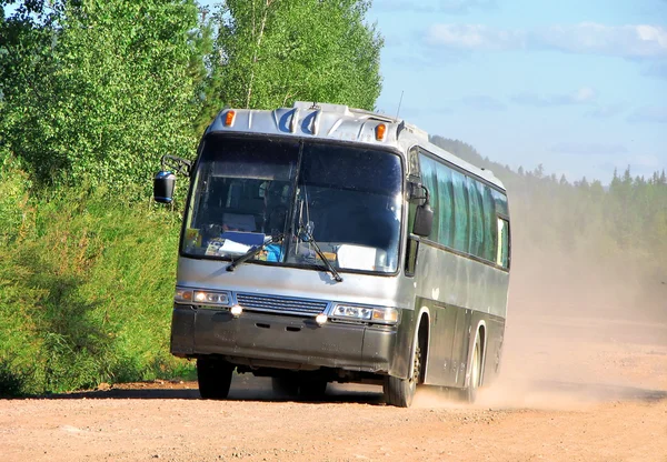 Bus on a dusty road