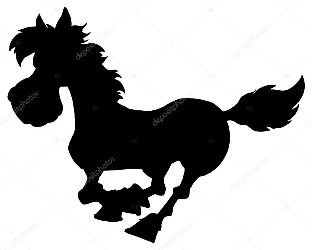horse running silhouette