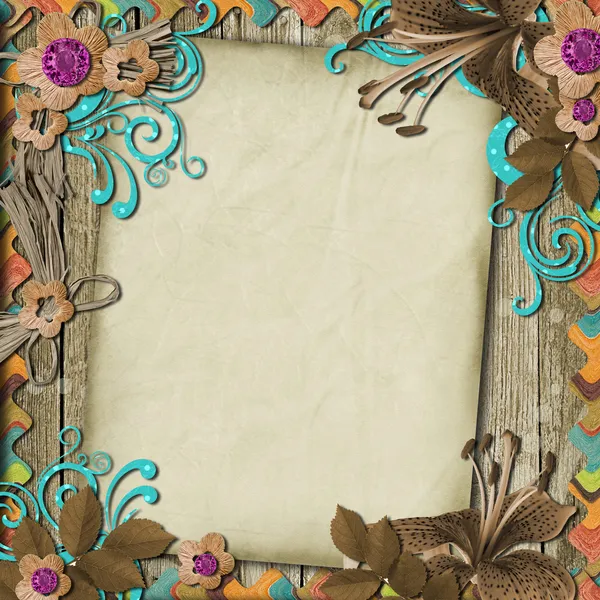 Vintage Background with paper and flowers