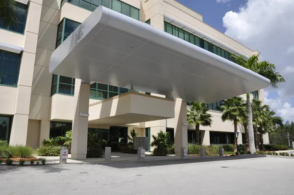Modern hospital entrance