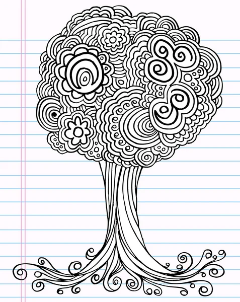 Notebook Doodle Sketch Henna Tree Drawing Vector Illustration Art — Stock Vector #7944120