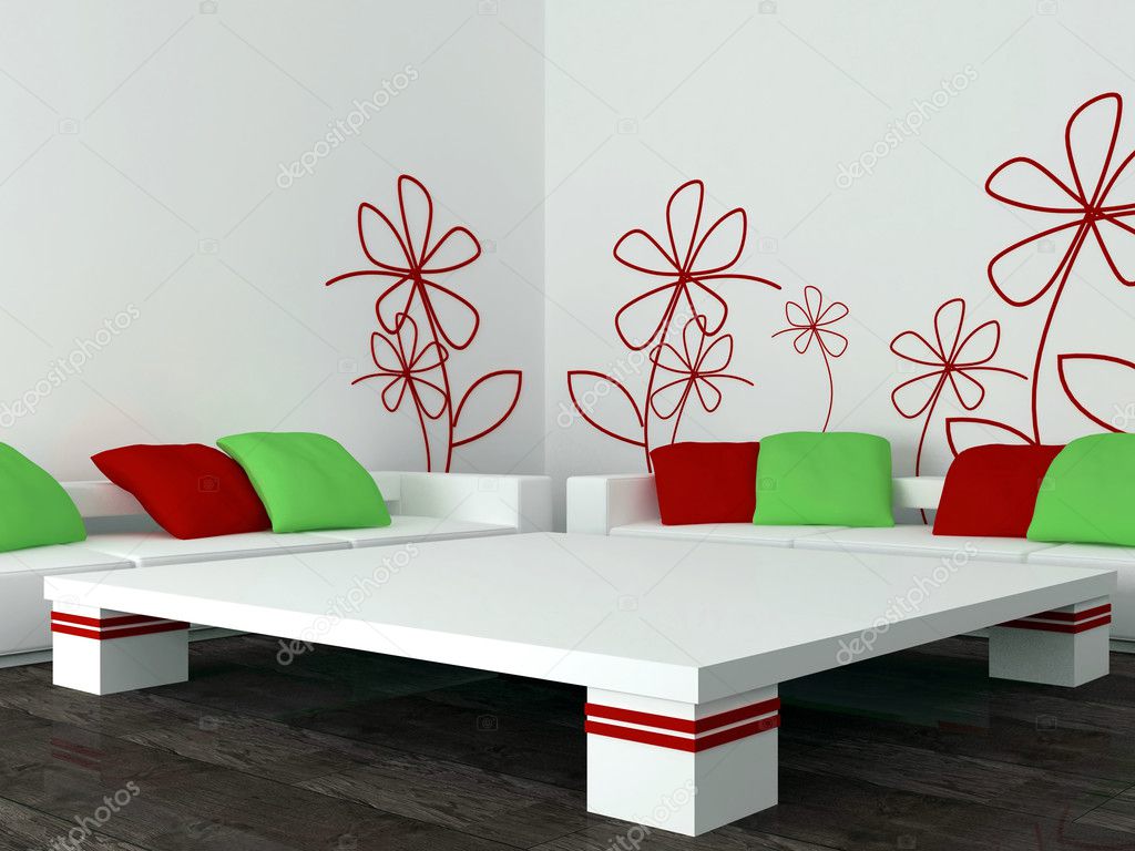 Inredning av moderna vita vardagsrum, lounge — stockfotografi ...