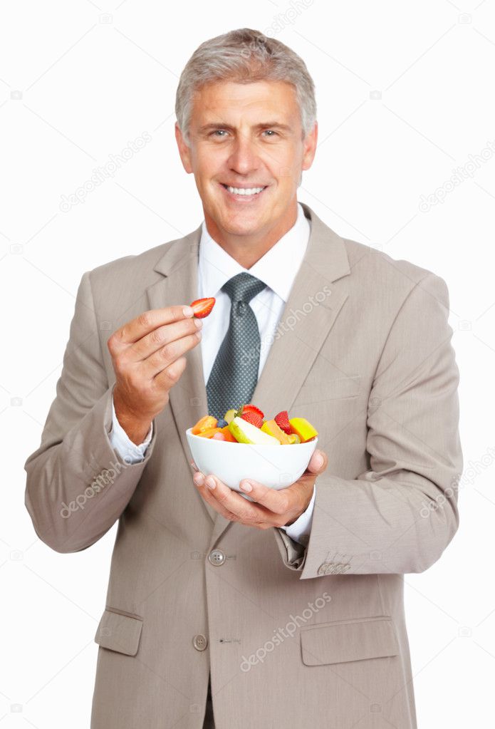 man with fruit