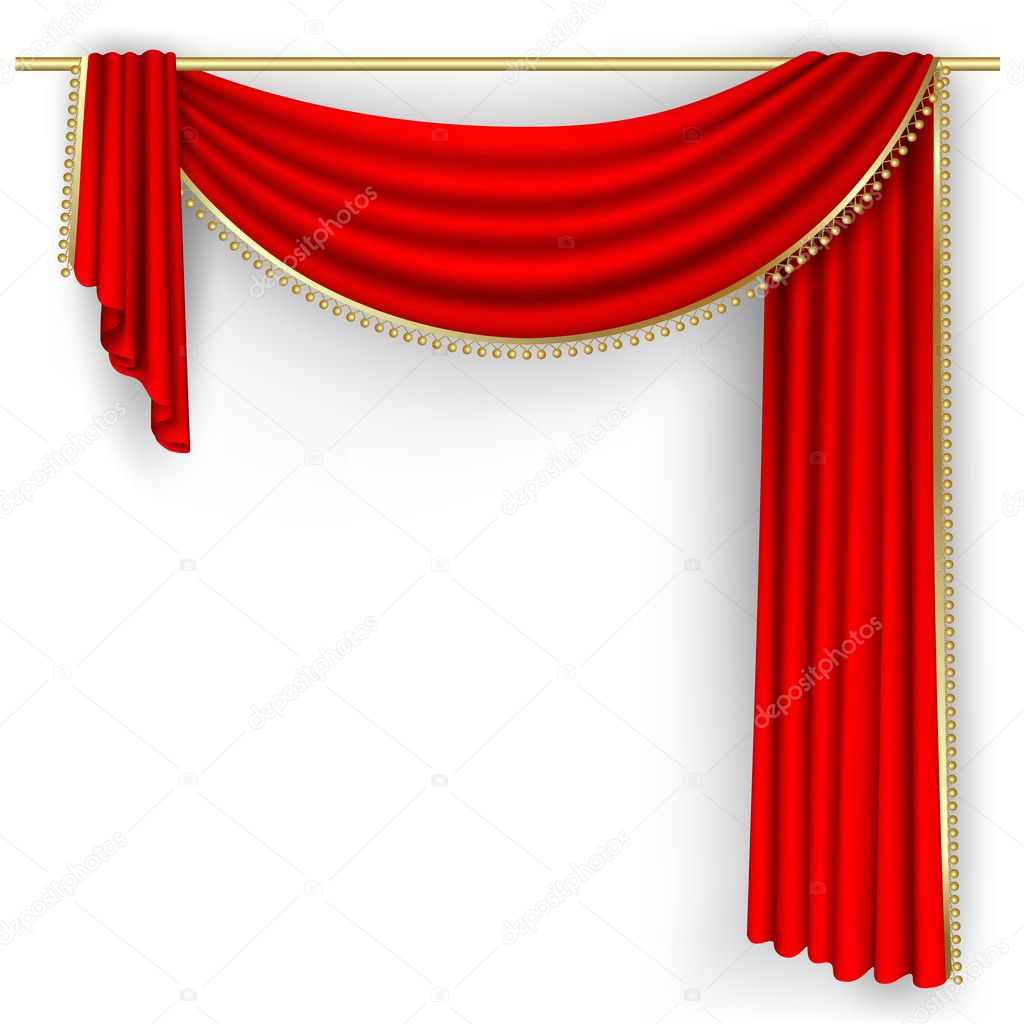 White stage curtain red theater curtain - ourcurtains.net.
