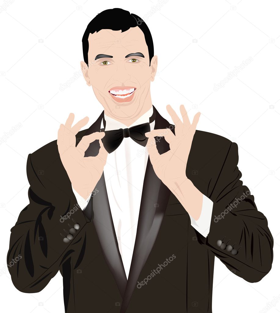 Portrait the man in a classical tuxedo — Stock Vector © alex150770 #7400406
