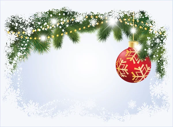 Christmas card with red ball, vector illustration