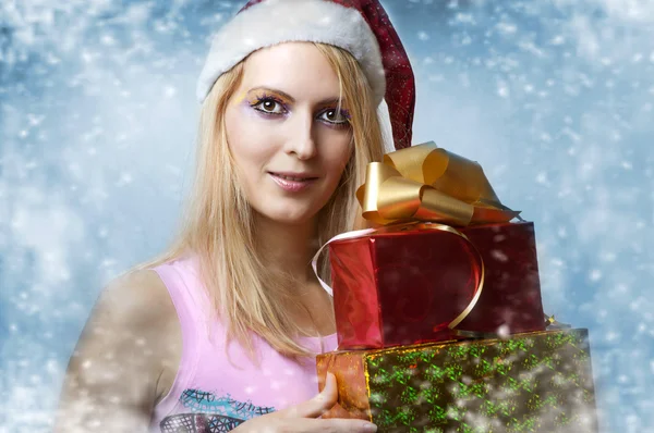 Christmas concept. happy woman with gifts