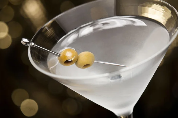 Vodka Martini with olive garnish