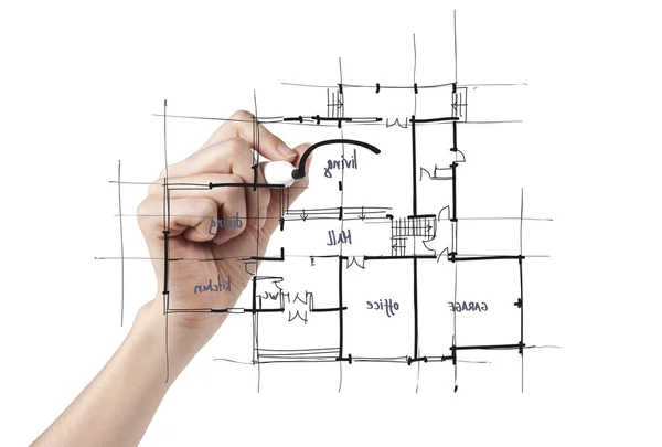 Architect drafting a house