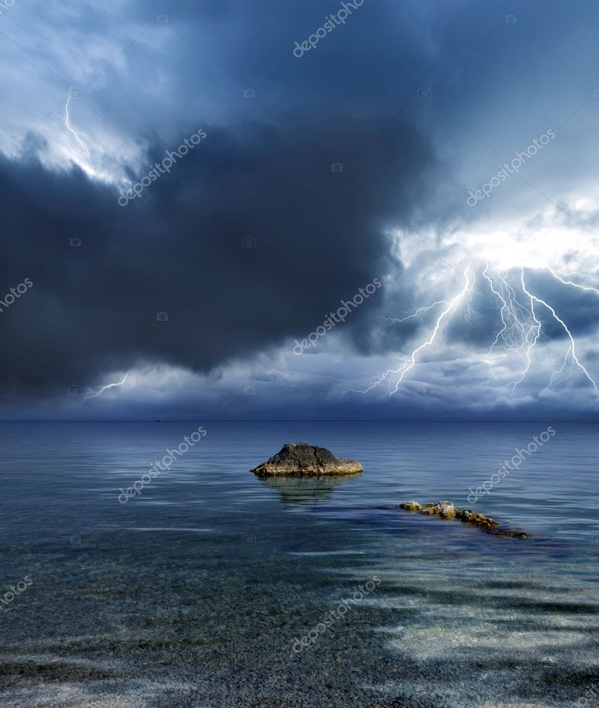 Lightning Storm Ocean