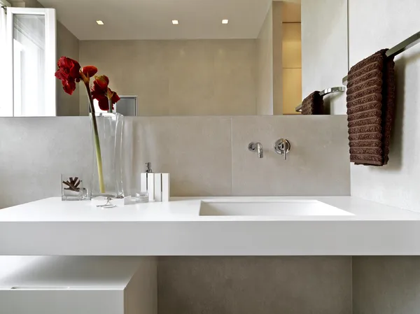 Detail of washbasin in a modern bathroom