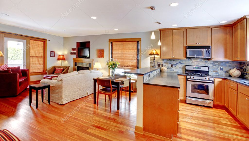 Cocina, comedor y salón de la ciudad hogar — foto de stock ... Cocina living comedor