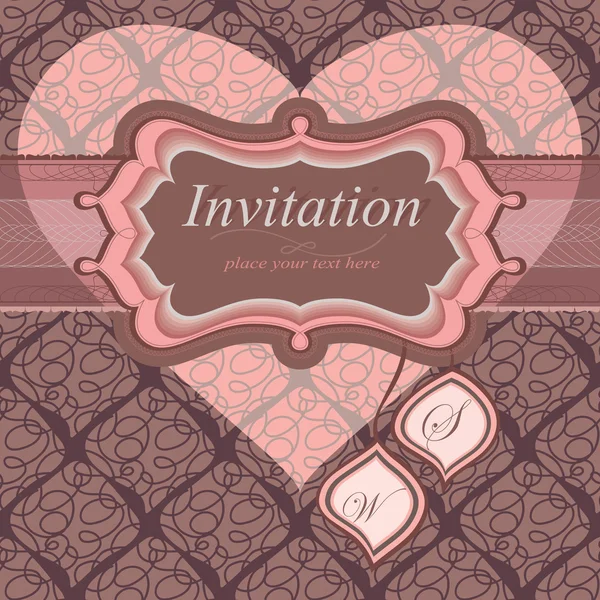 Vintage frame for an invitation to a seamless background Wedding theme