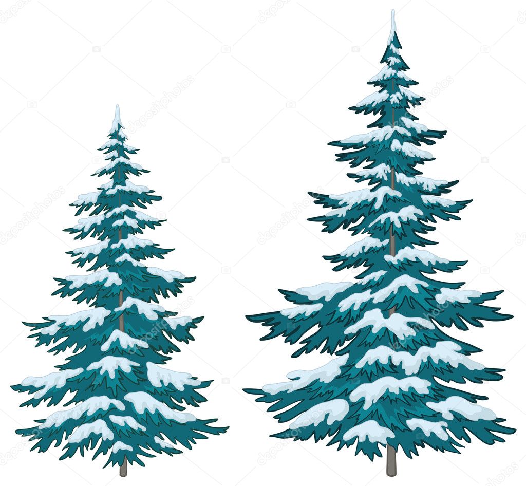 Christmas trees under snow — Stock Vector © oksanaok #6918085
