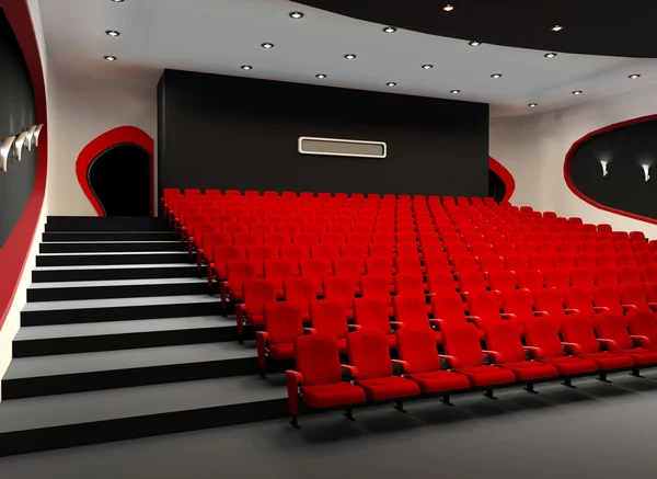 Desolate Red Cinema Hall With Comfortable Velvet Armchairs - Stock ...