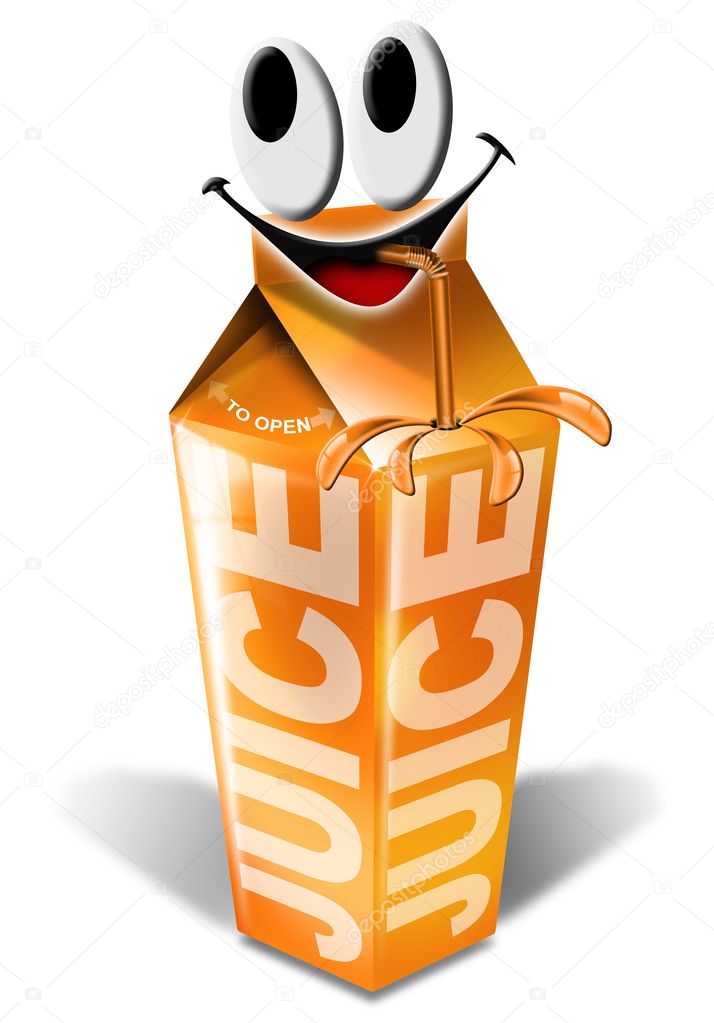 Cartoon Orange Juice Box