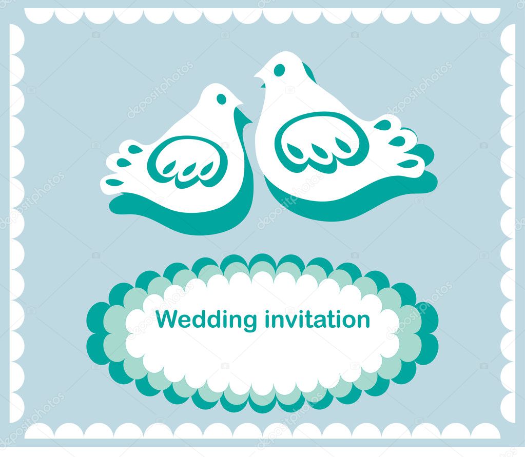 Invitation or postcard couple of of doves