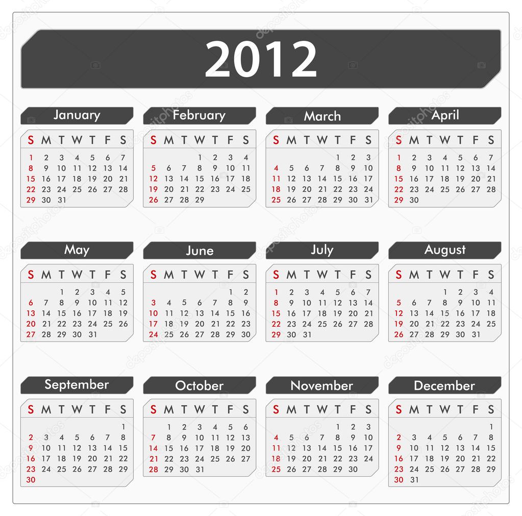 Vector calendar 2012 — Stock Vector © human_306 #6909764
