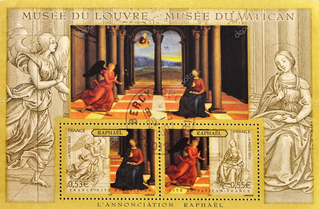 Stamp Shows The Painting The Annunciation Raphael – Stock Editorial 