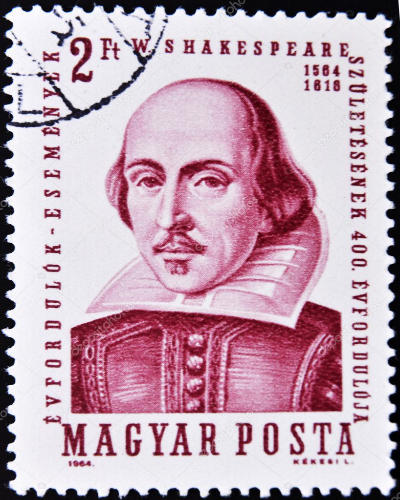 Stamp shows image of William Shakespeare Stock Editorial Photo
