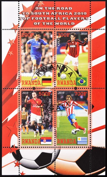 Stamp shows top football players of the world