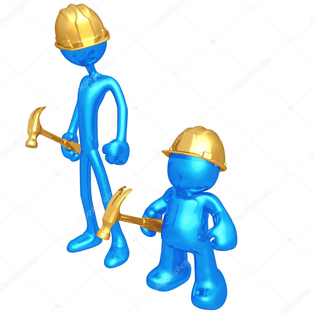 Original and Cheap Knock Off Construction Worker — Stock Photo
