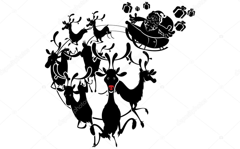 Santa And Reindeer Silhouette Images And Pictures Becuo