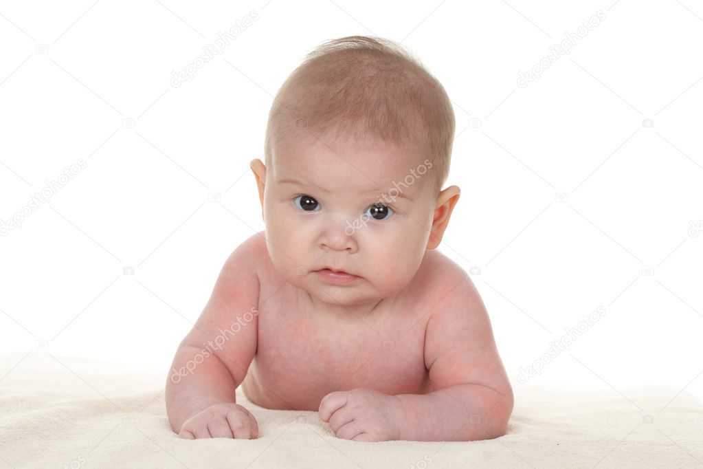 Cute Baby Girl Lying On A Blanket Stock Photo Philipus 7914196
