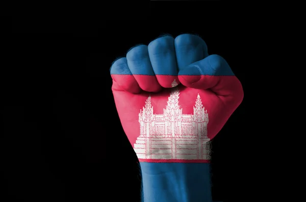 Fist painted in colors of cambodia flag by Vedran Vukoja - Stock Photo