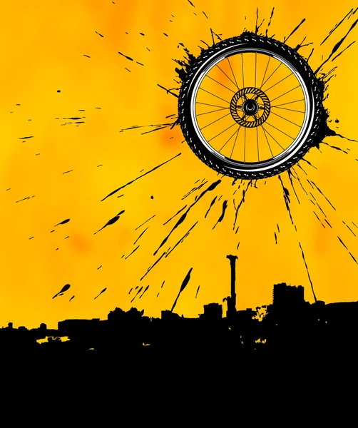 Bike wheel as the sun