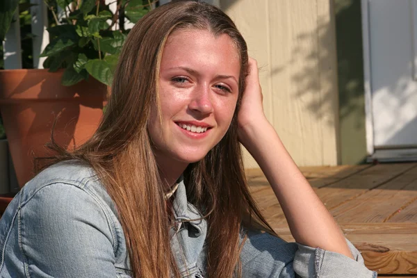 Pretty Teen On Porch by Lisa F Young Stock Photo