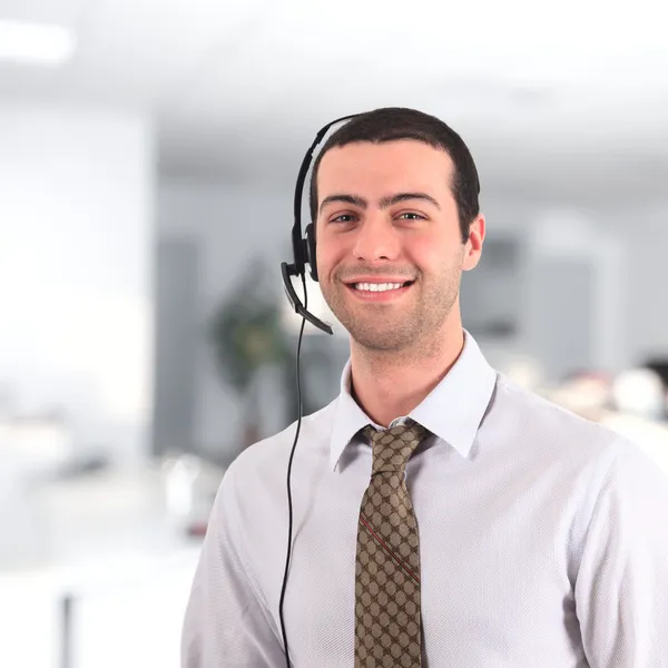 Young man wearing headset