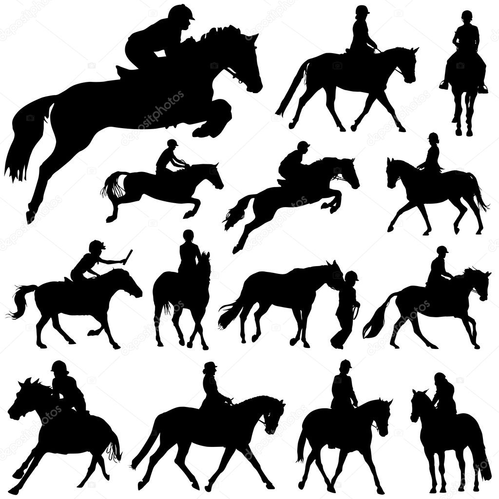 Horses and riders — Stock Vector © bogalo #6825718