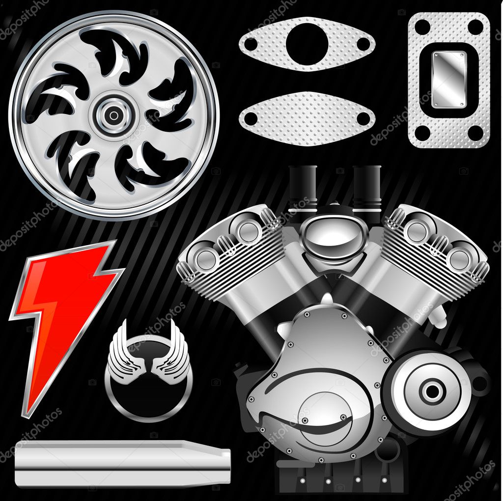 Motorcycle Part Set Vector Stock Vector Bogalo 7030473