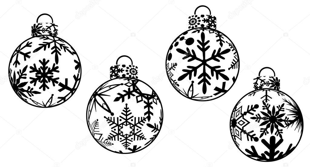 free black and white christmas ornament clipart - photo #31