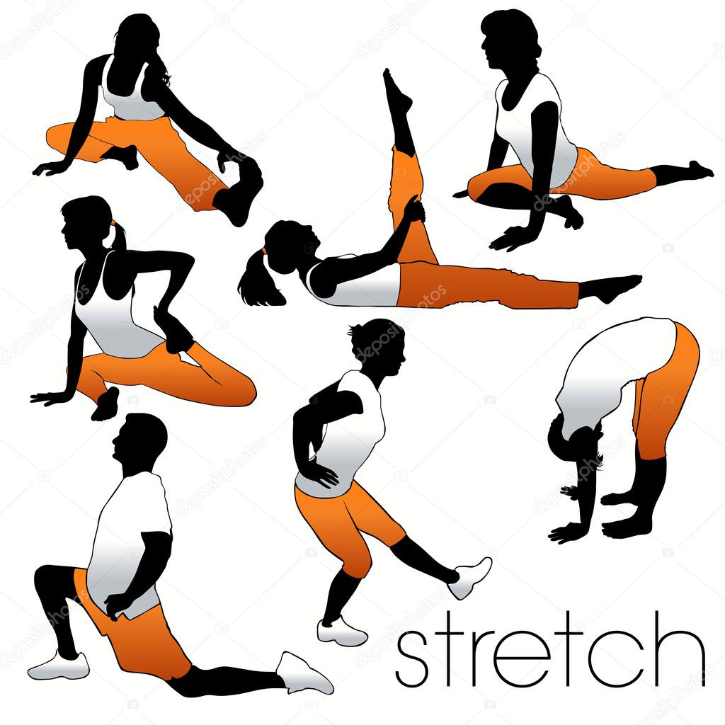 Stretch aerobics silhouettes set — Stock Vector © kaludov 6877999